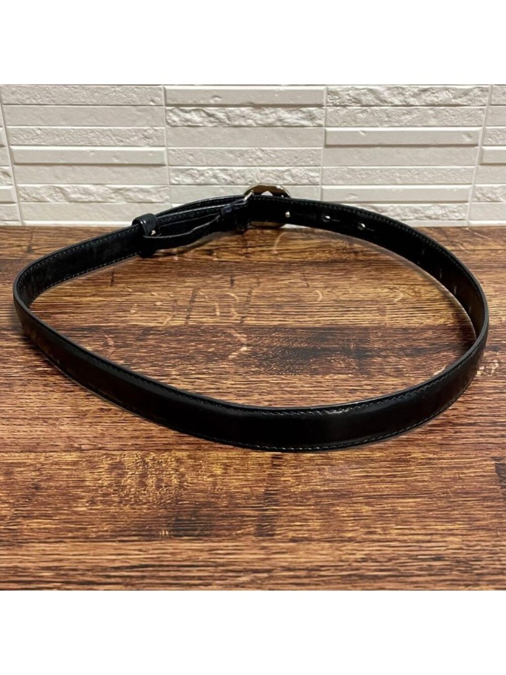 Gucci GG Interlocking Buckle Leather Belt Silver Black - Picture 4 of 10